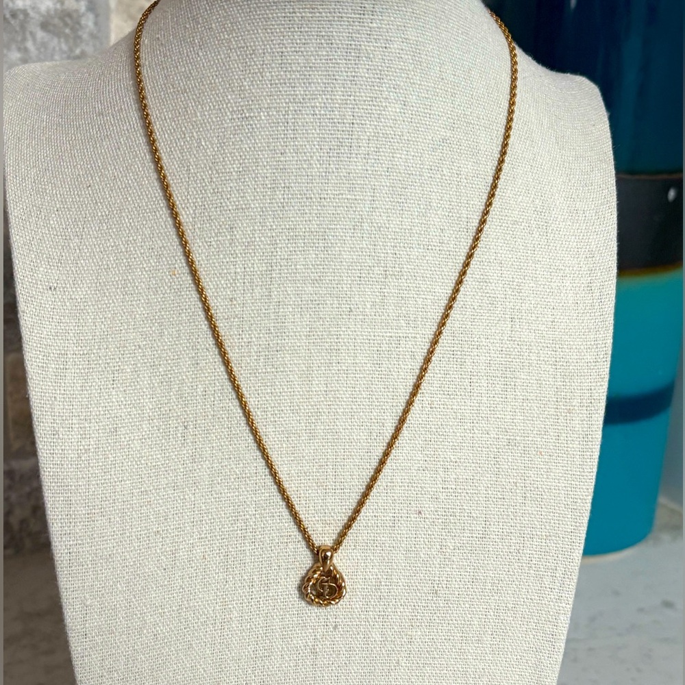 Vintage Christian Dior CD Pendant Necklace 16-18” ChainC